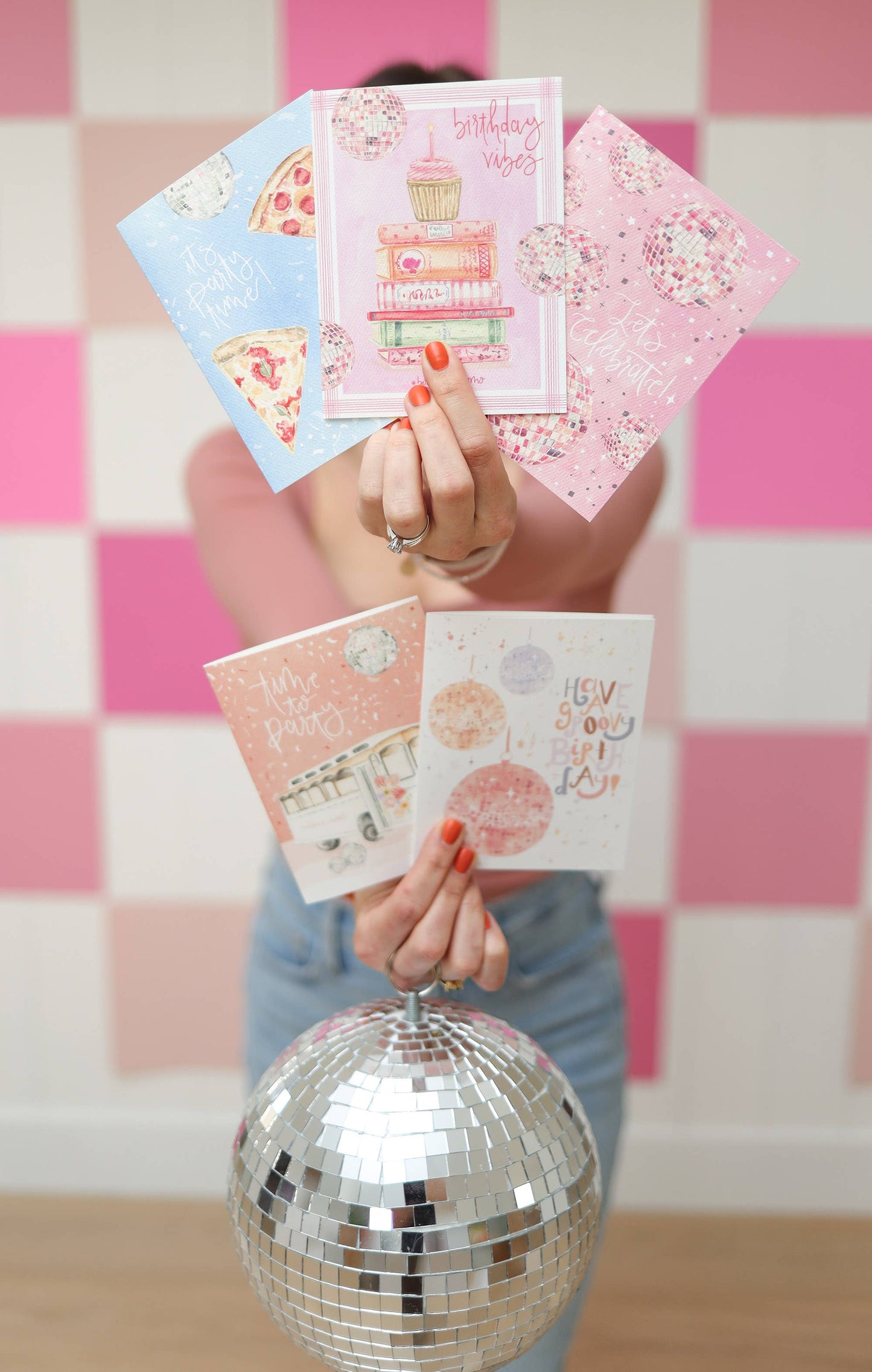 Lets celebrate disco ball congratulations card