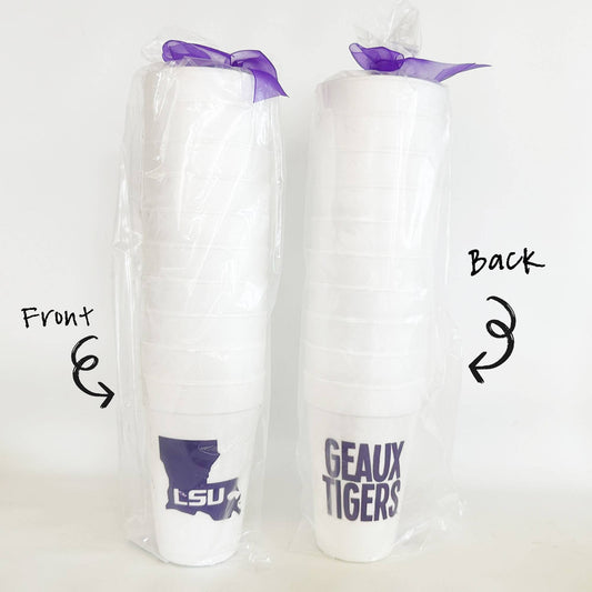 Foam Cup - LSU Louisiana State /Geaux Tigers (10 ct bag)