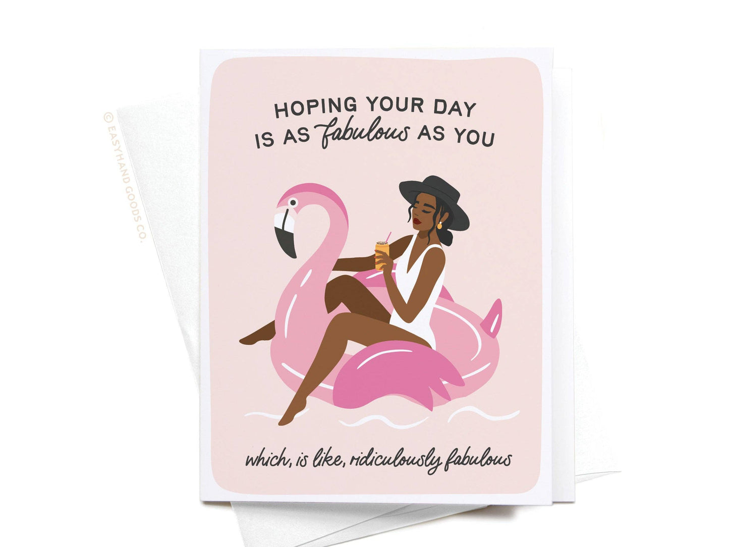 Fabulous Flamingo Floatie Greeting Card: Light