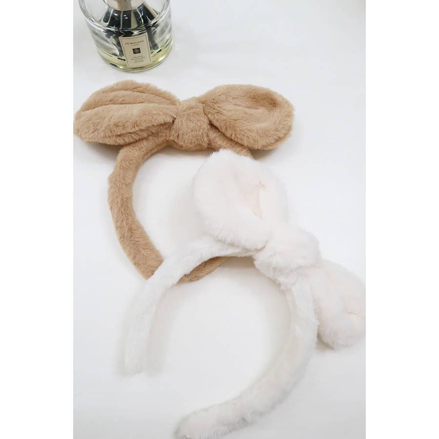 Soft Fur Bow Spa Headband: MIX COLOR / ONE