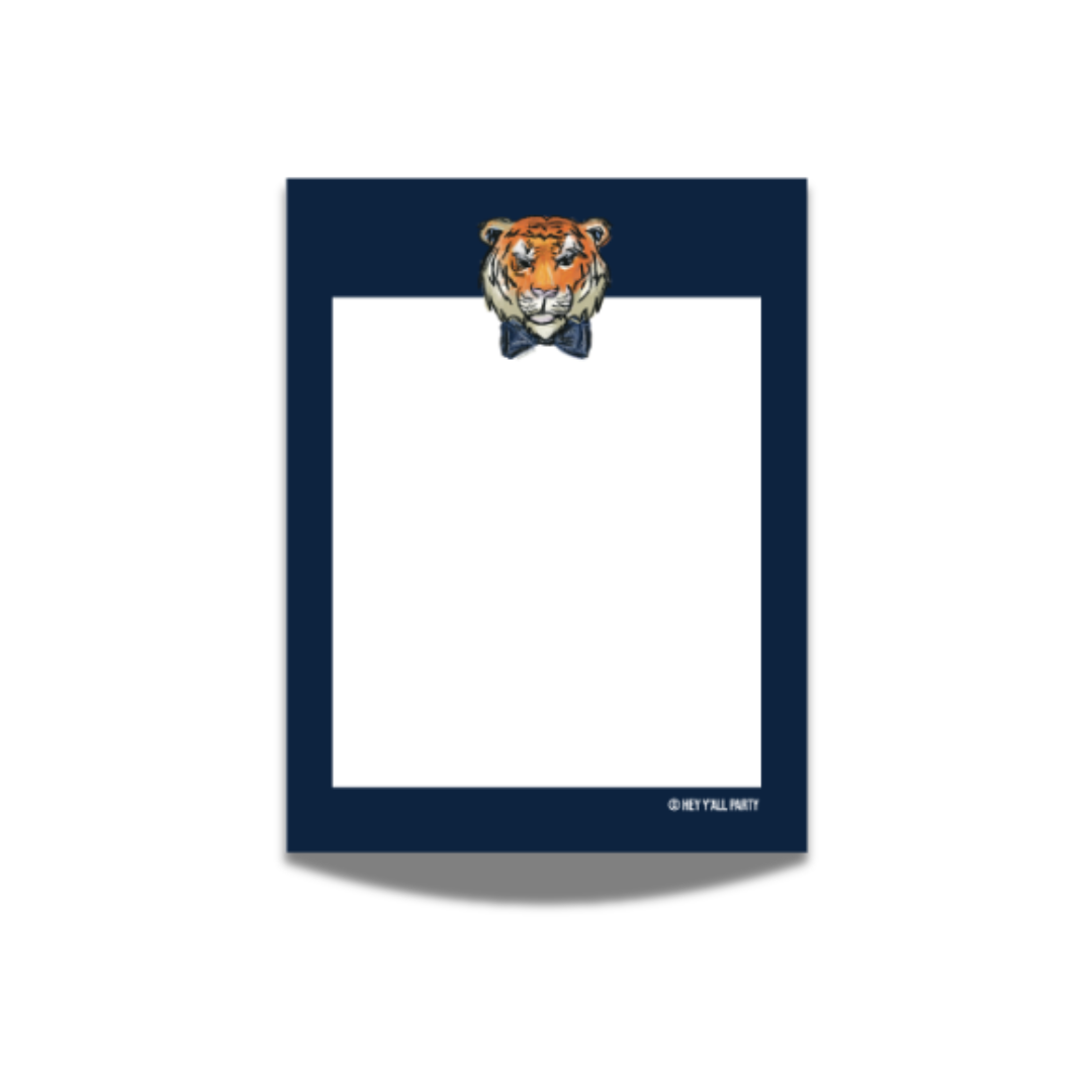 Tiger Wearing a Blue Bow Tie Notepad