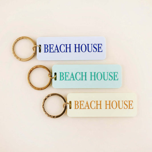 Beach House Keychain: Keychain with Hang Tag / Turquoise