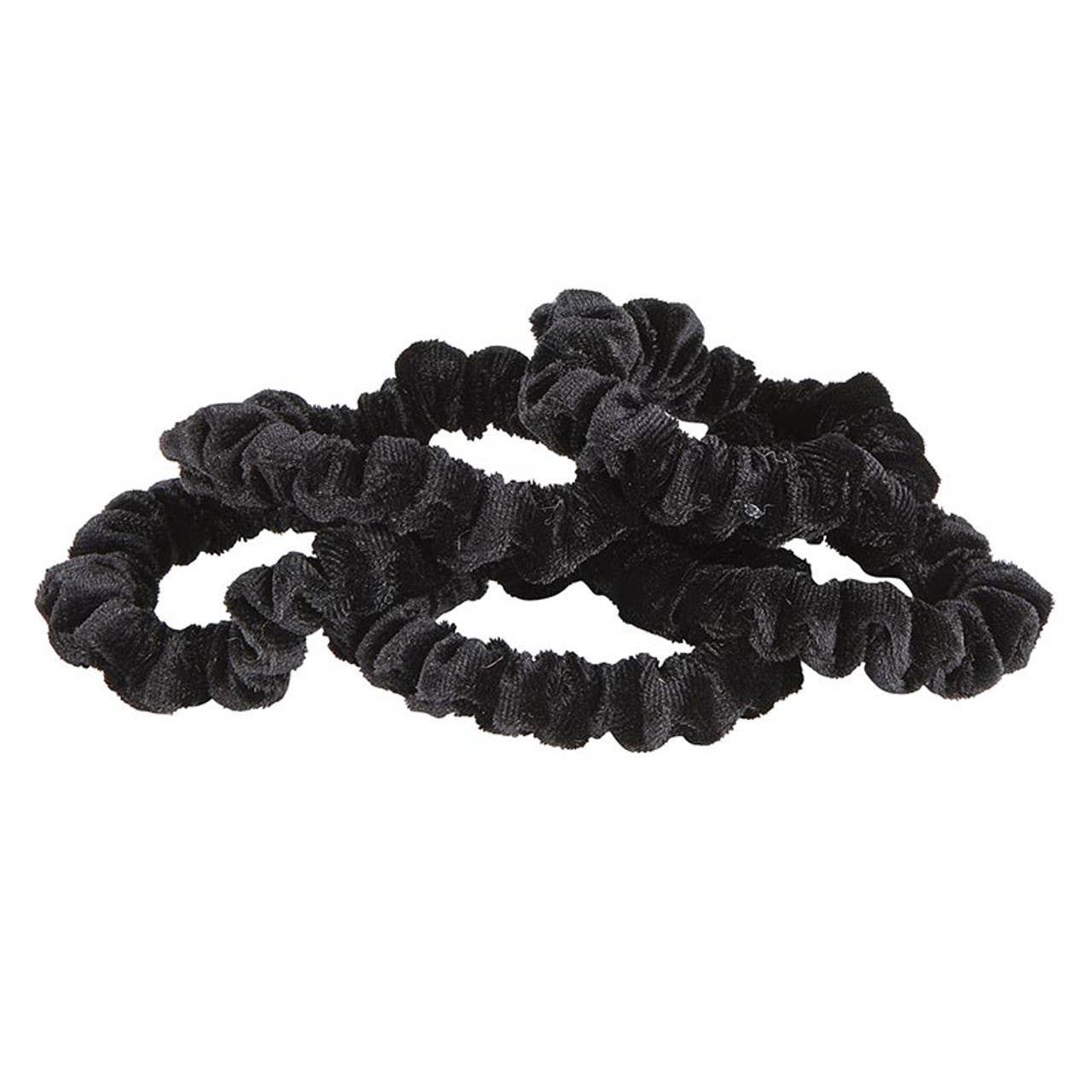 Velvet Scrunchie Present - Set of 5 - Black: 100% Polyester / 5" Dia