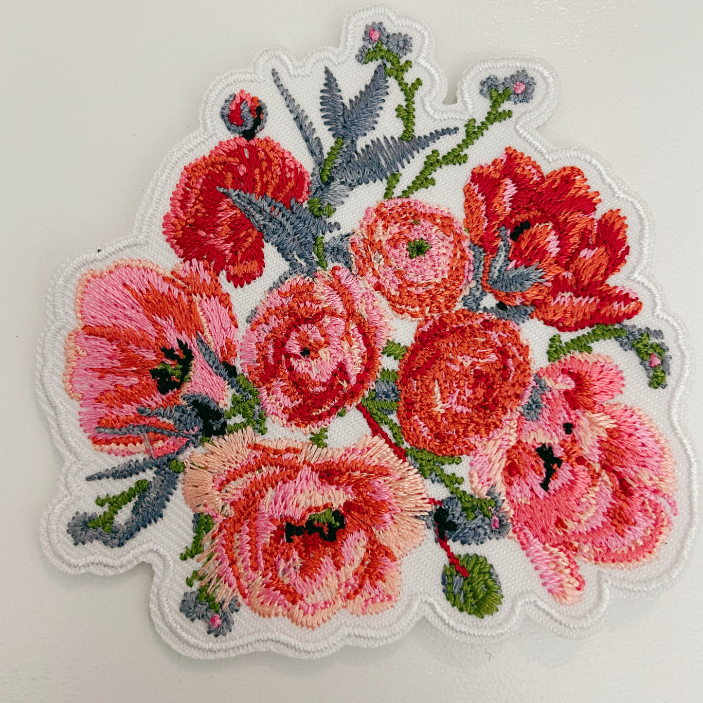 3" Floral iron on Patch - Embroidered Hat Patch: 2" Embroidered Patch