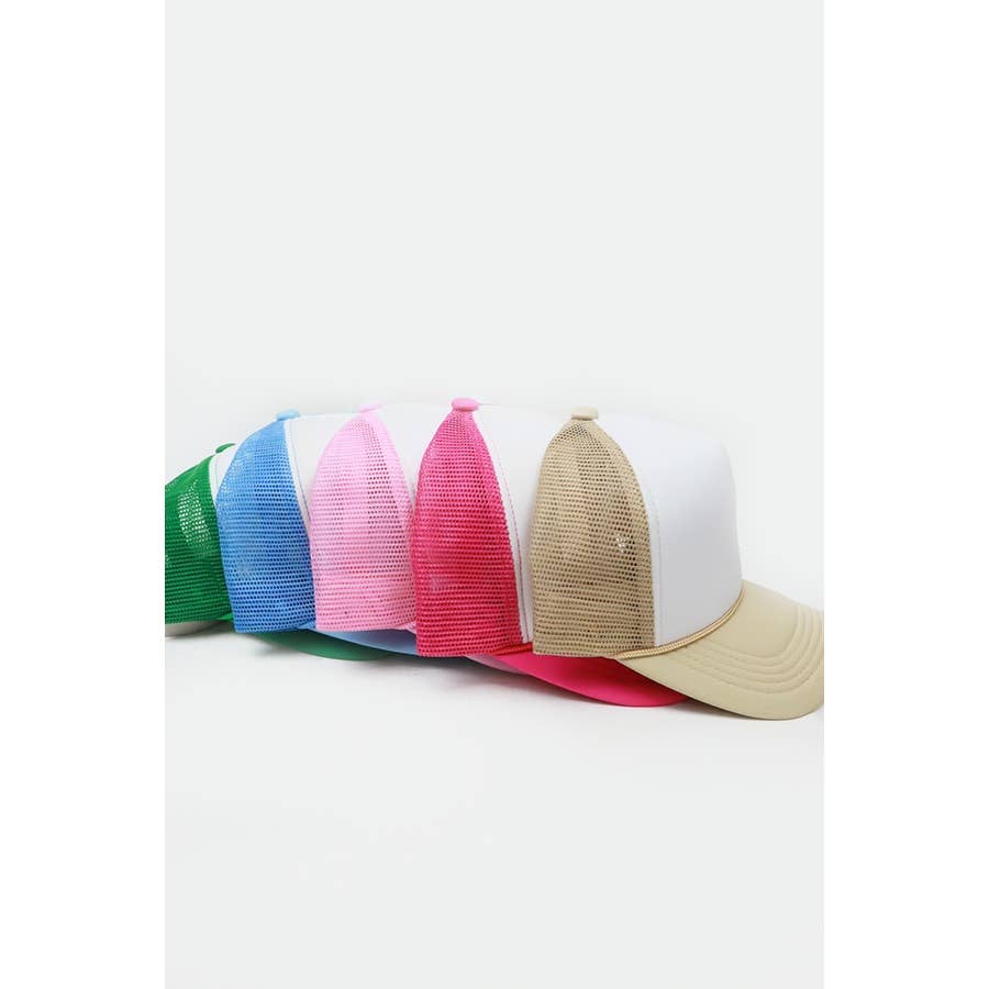 Classic Foam Solid Two Tone Trucker Hat: KHAKI / ONE