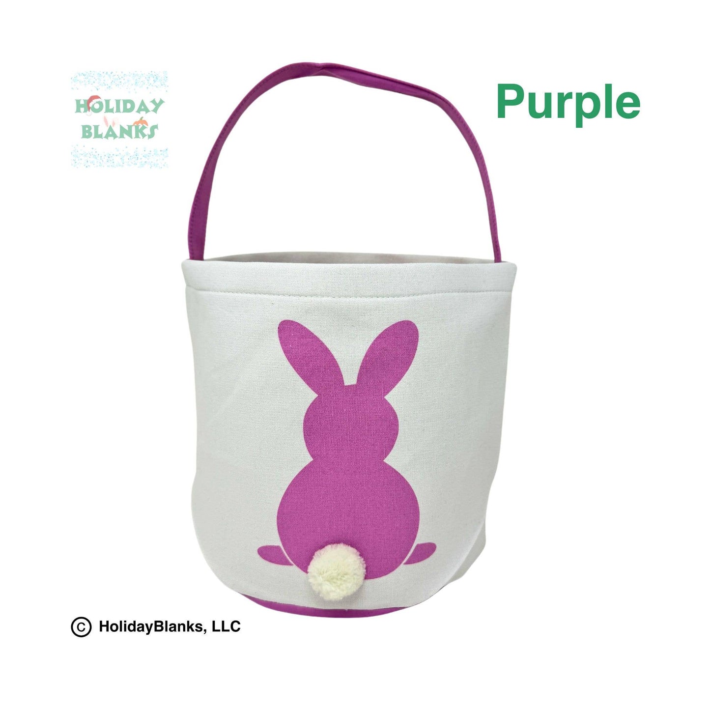 Solid bunny with furry tail easter basket embroidery blank: Blue