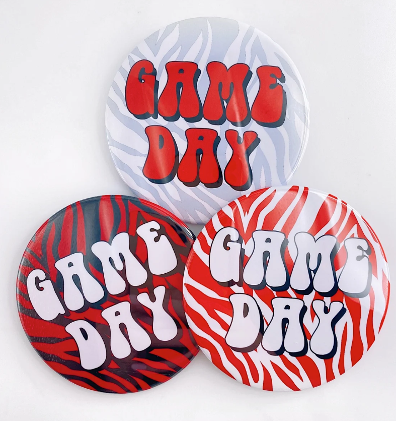 Zebra Red Game Day Tailgate Buttons | Game Day Pins: RED ZEBRA