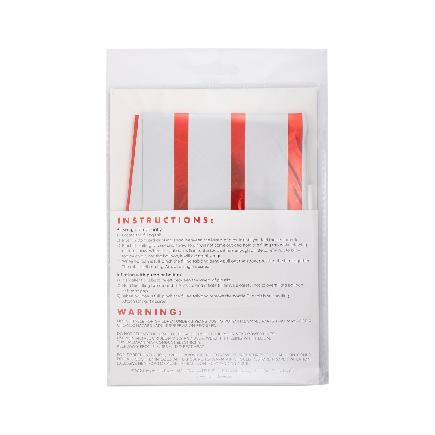 SSP1017 - Red Striped Star Shaped Mylar Balloon