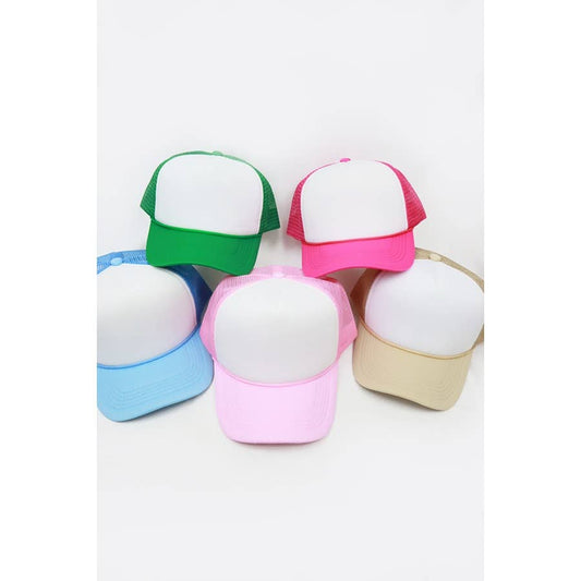 Classic Foam Solid Two Tone Trucker Hat: LIGHT BLUE / ONE