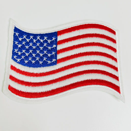 American Flag - Wavy 4" Hat Patch - Embroidered hat Patch: 3.5" Hat Patch