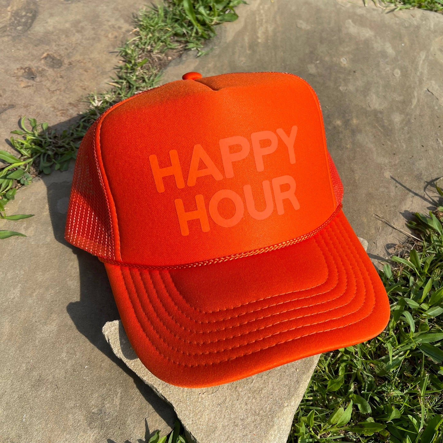 Happy Hour Trucker Hat | Monochrome: Kelly