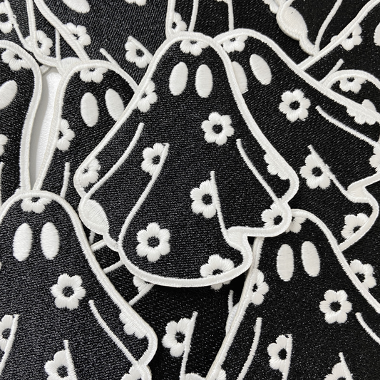 3" Glow In The Dark Ghost - Embroidered Hat Patch: Embroidered Patch