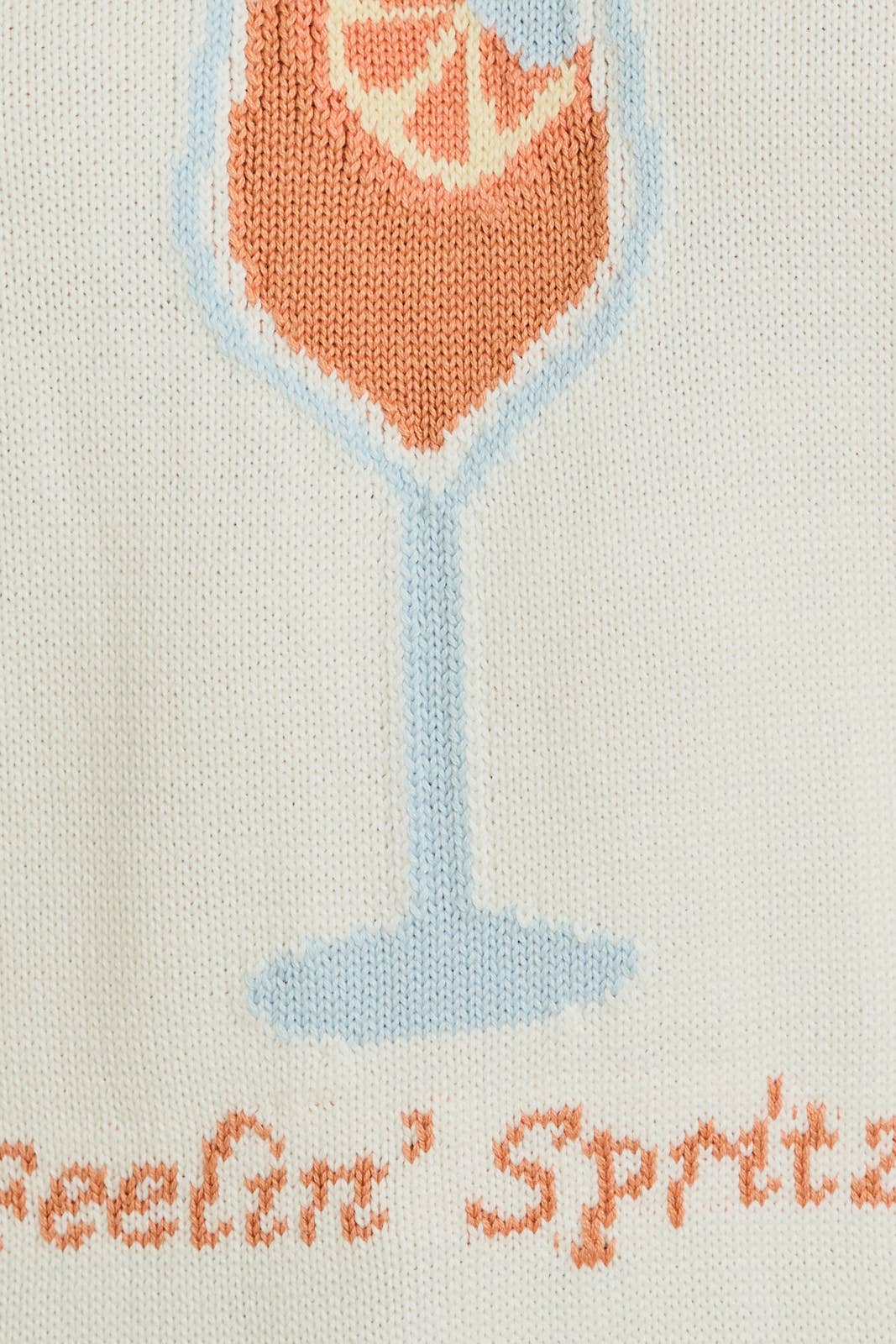 ROUND NECK LONG SLEEVE "COCKTAIL" LIGHT WEIGHT SWEATER: WHITE-MULTI / M