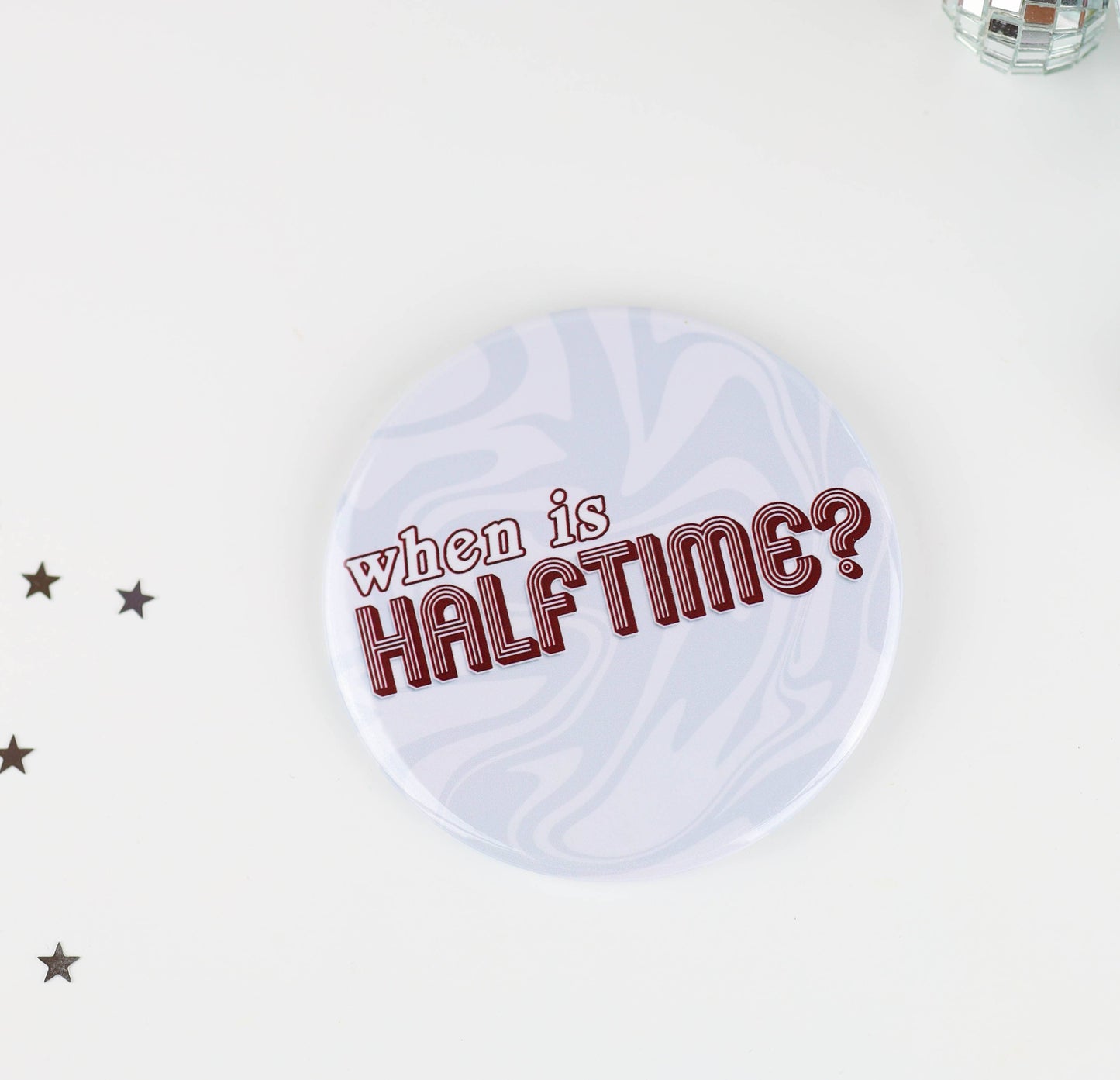 Maroon Game Day Buttons | Game Day Pins: When Is Halftime? - Maroon