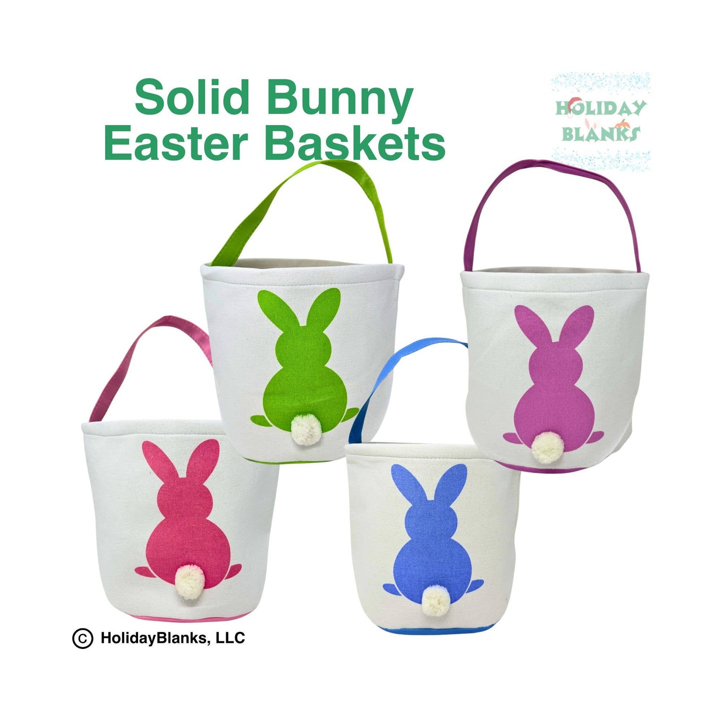 Solid bunny with furry tail easter basket embroidery blank: Blue