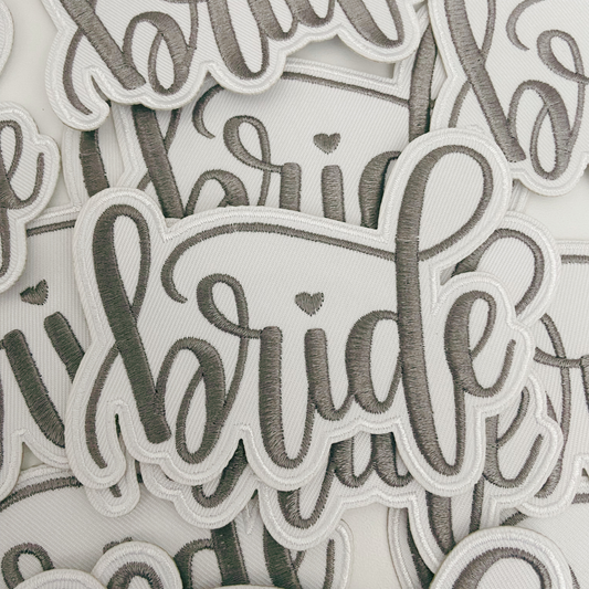 4" Bride - Metallic Silver - Embroidered Hat Patch: QTY 1