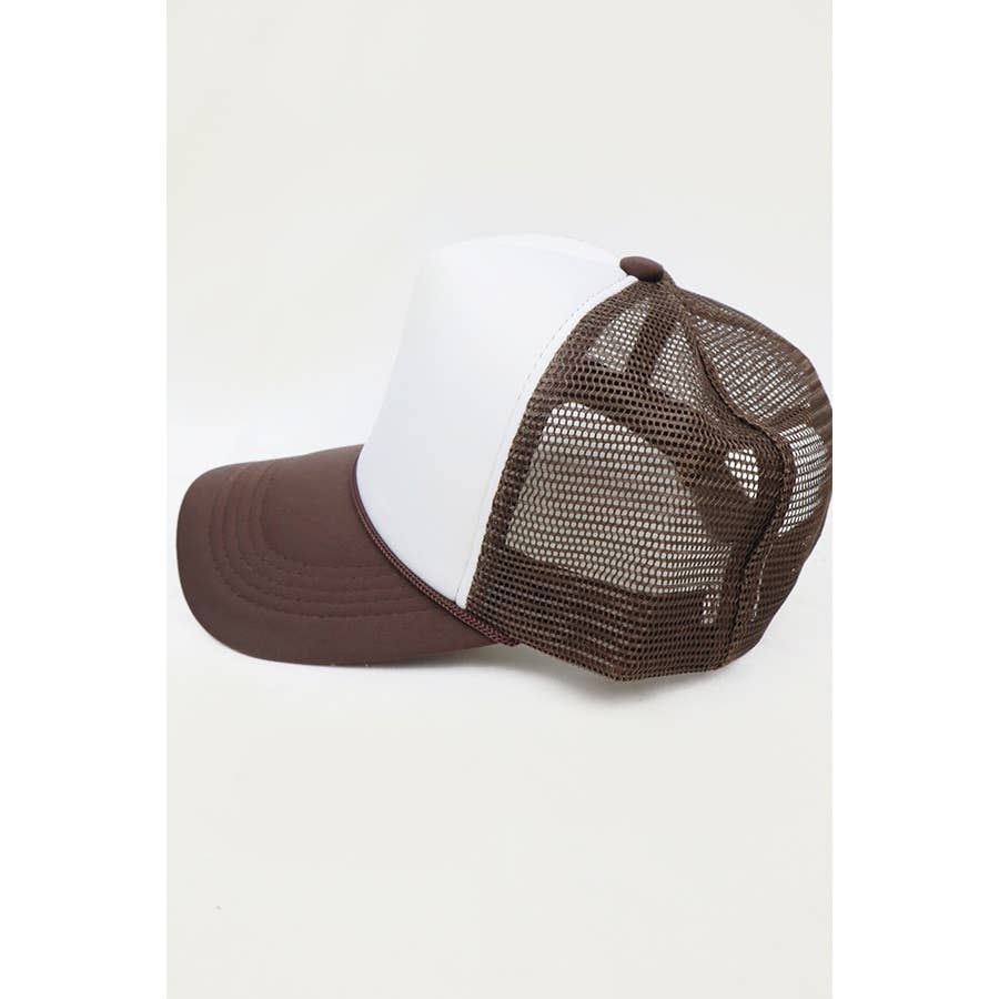Classic Foam Dark Color Trucker Hat: BROWN/WHITE / ONE