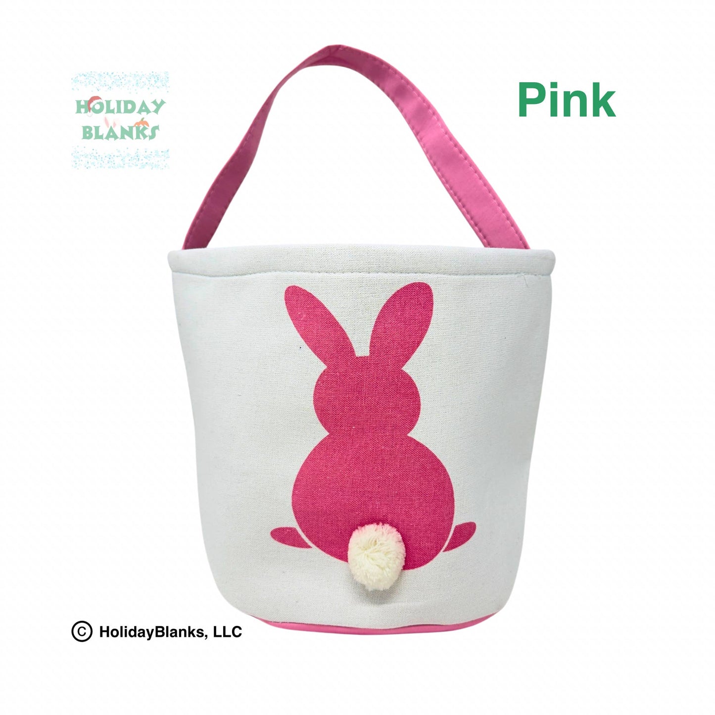 Solid bunny with furry tail easter basket embroidery blank: Blue