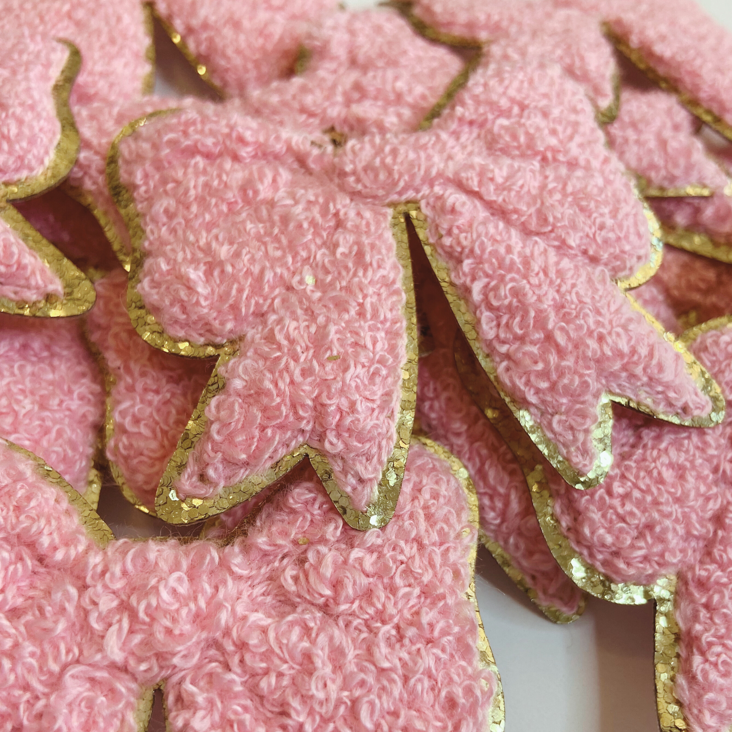 Chenille Bow 2.5" - Pink or White HAT patch: PINK