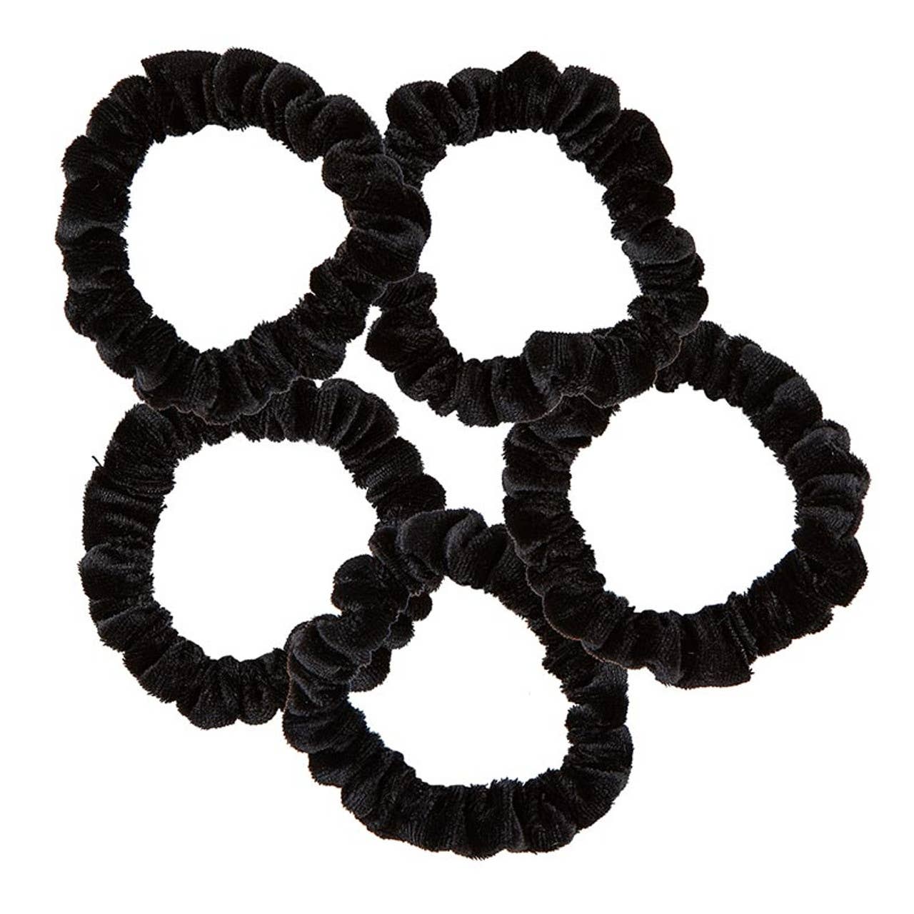 Velvet Scrunchie Present - Set of 5 - Black: 100% Polyester / 5" Dia