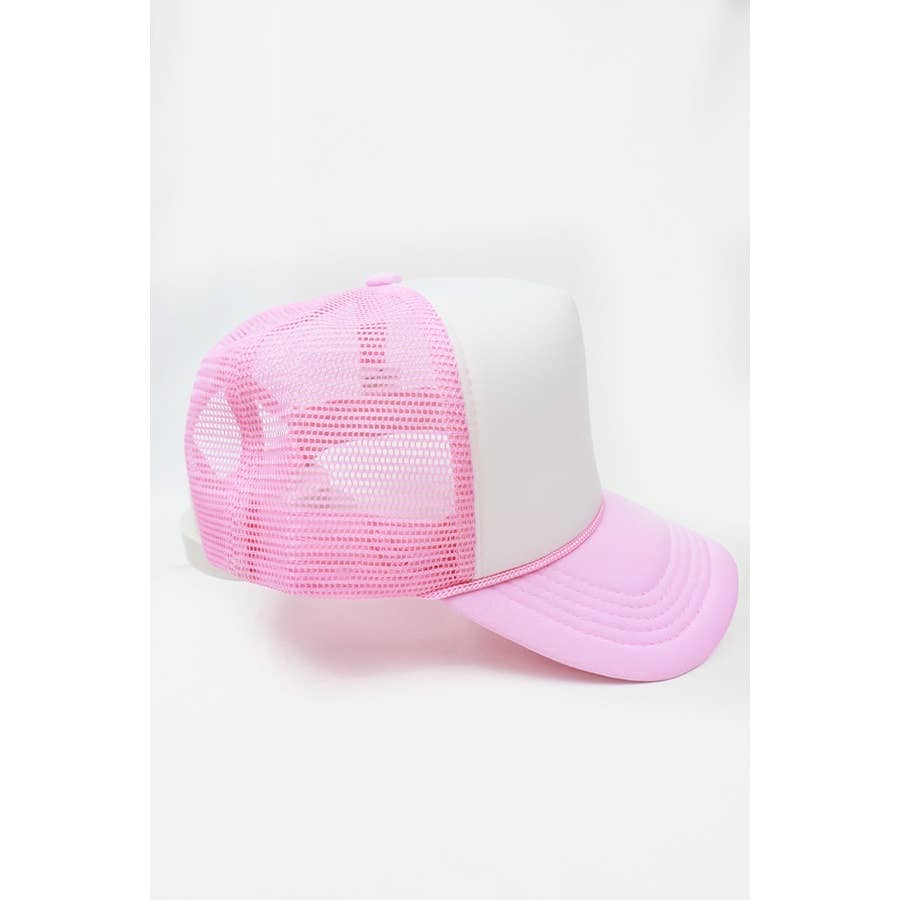 Classic Foam Solid Two Tone Trucker Hat: LIGHT PINK / ONE