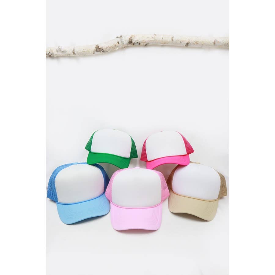 Classic Foam Solid Two Tone Trucker Hat: LIGHT PINK / ONE