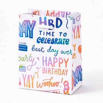 Happy Birthday Rainbow Script Gift Bag: Large