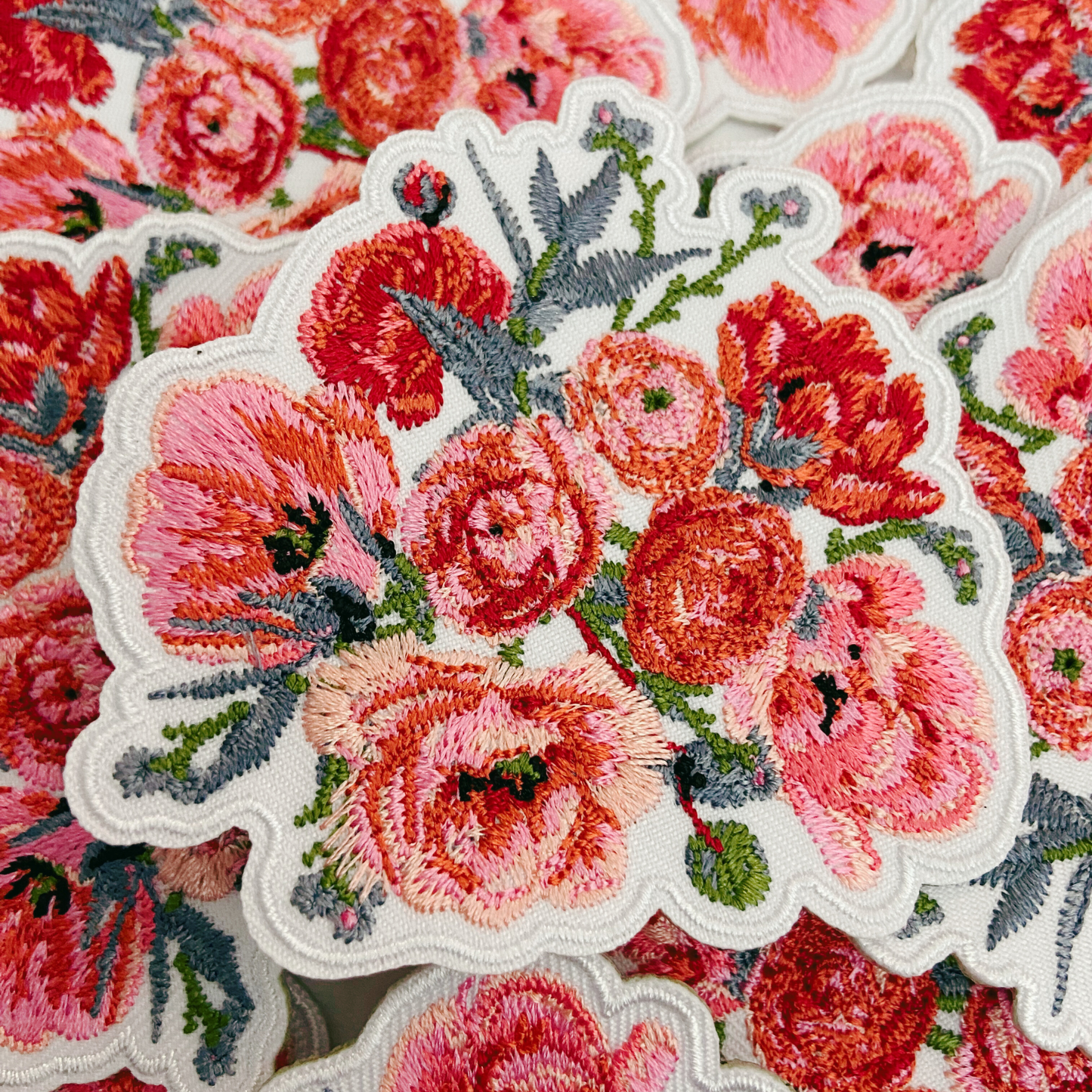 3" Floral iron on Patch - Embroidered Hat Patch: 2" Embroidered Patch
