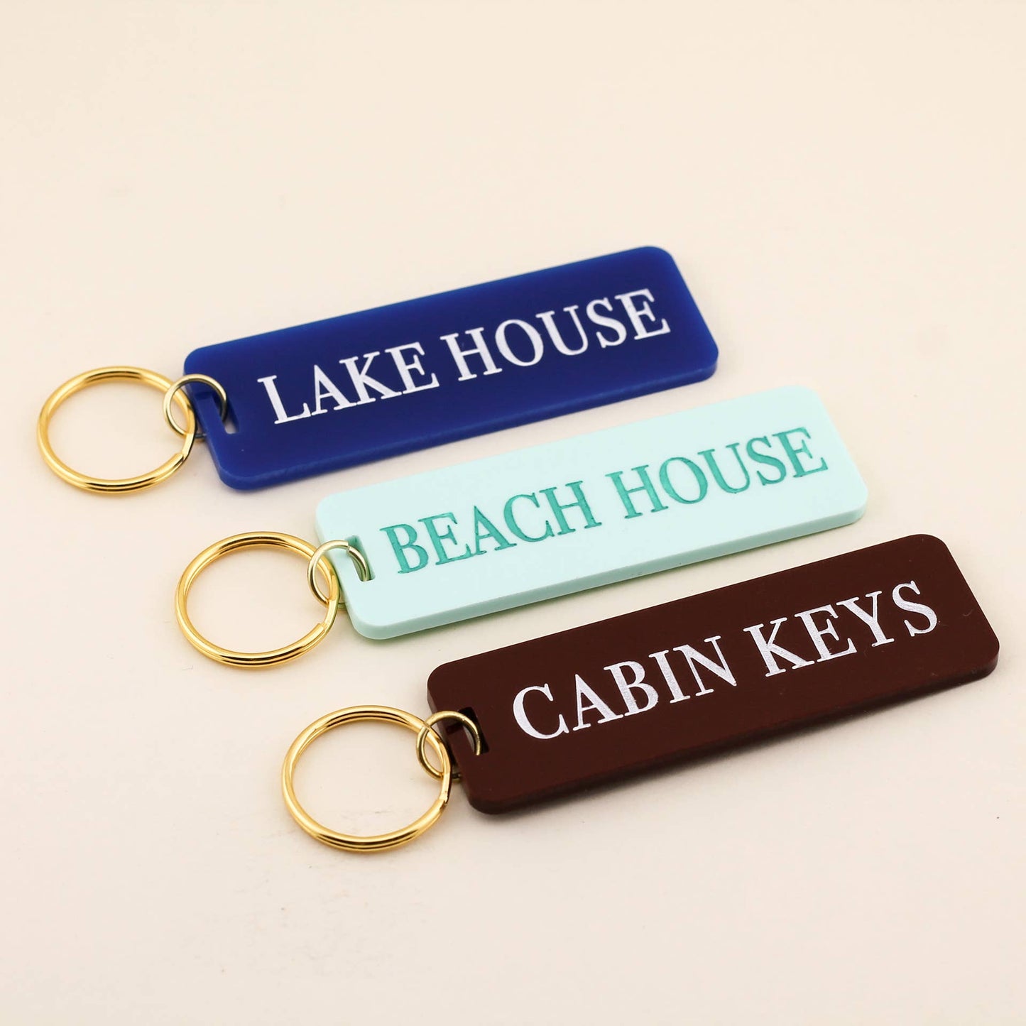 Beach House Keychain: Keychain with Hang Tag / Turquoise