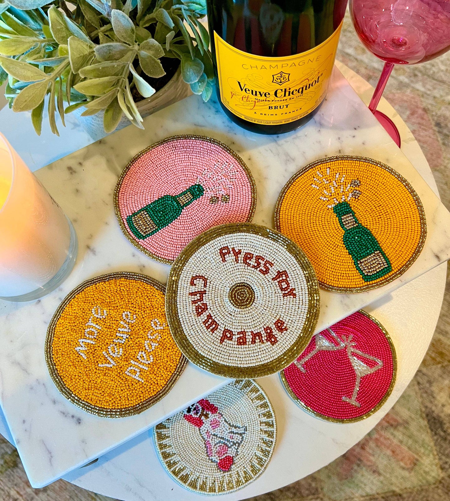 Cheers Beaded Coaster