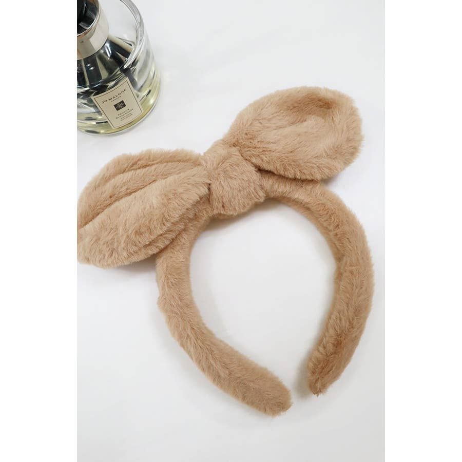 Soft Fur Bow Spa Headband: MIX COLOR / ONE