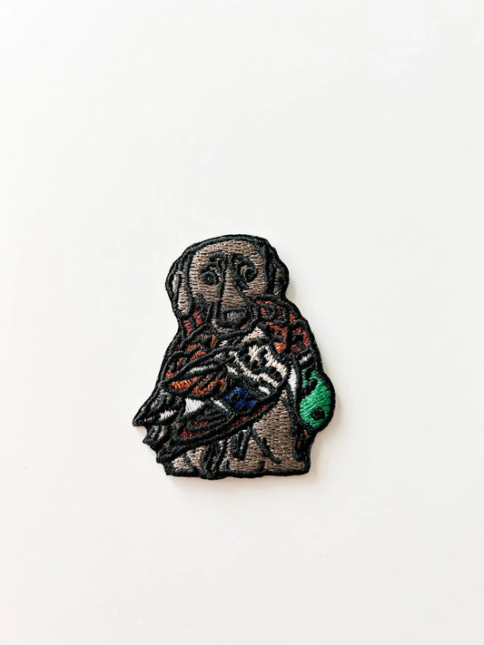 Black Labrador Hunting Embroidered Iron On Patch Dog Patch
