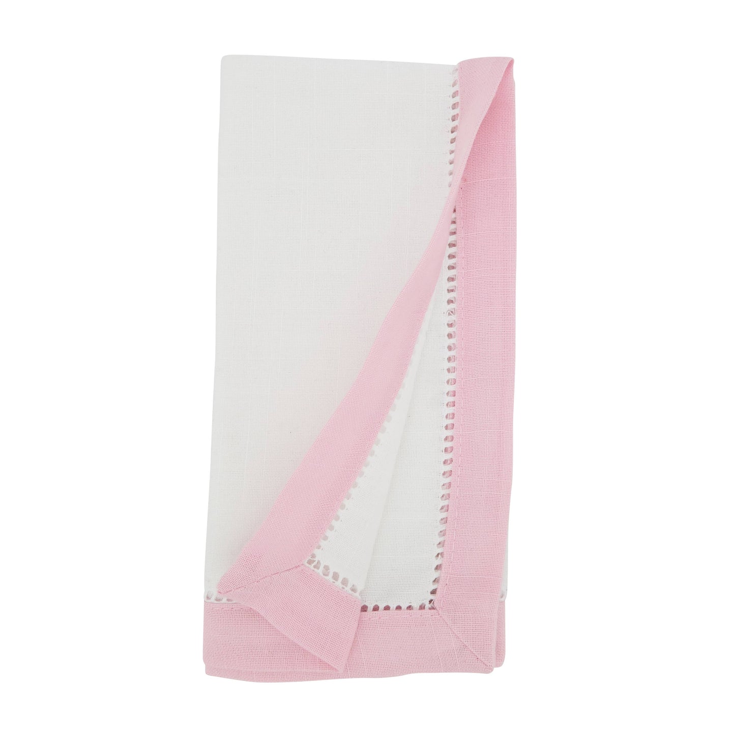 Timeless Two-Tone Hemstitch Napkin (Set of 12): Pink / 20"