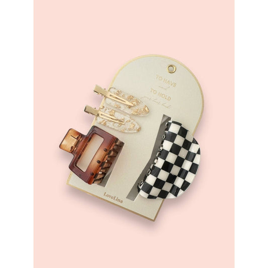 3PC Assorted Hair Clip Set - SITE: PINK / ONE SIZE