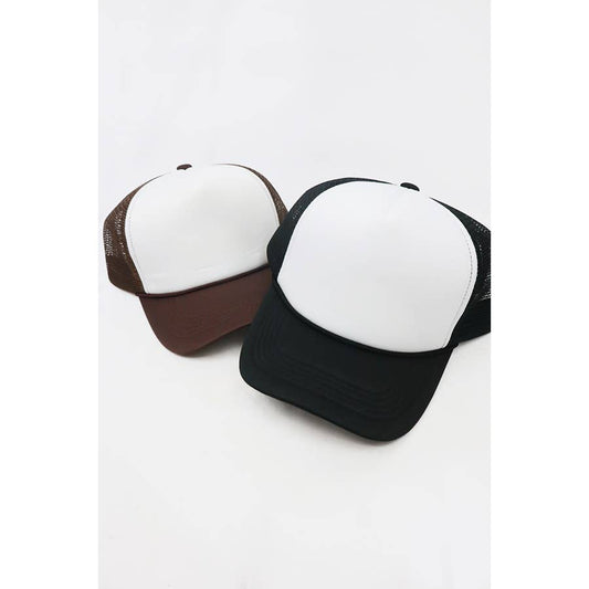 Classic Foam Dark Color Trucker Hat: BLACK/WHITE / ONE