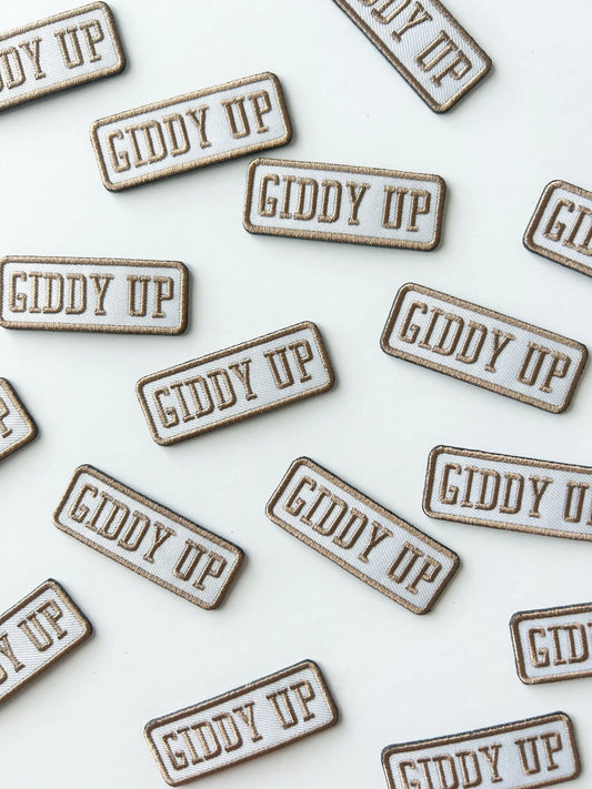 Giddy Up Patch Embroidered Iron-On Patch Brown Tan