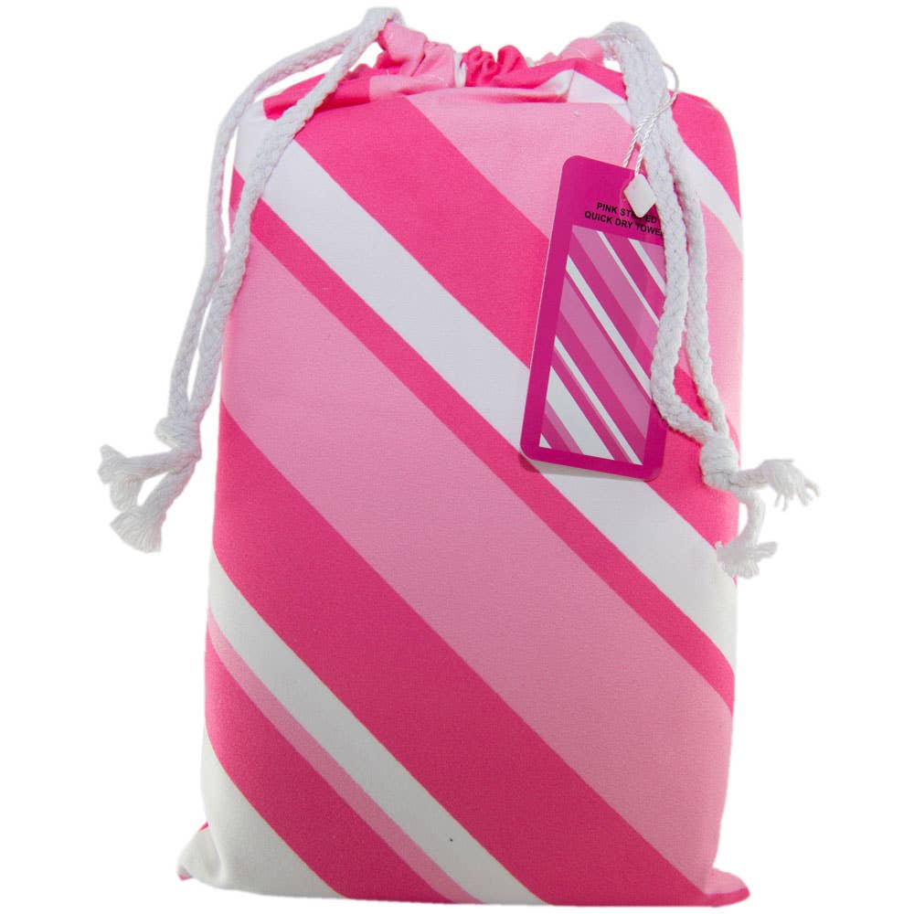 Pink Striped Beach Quick Dry Towel: Pink