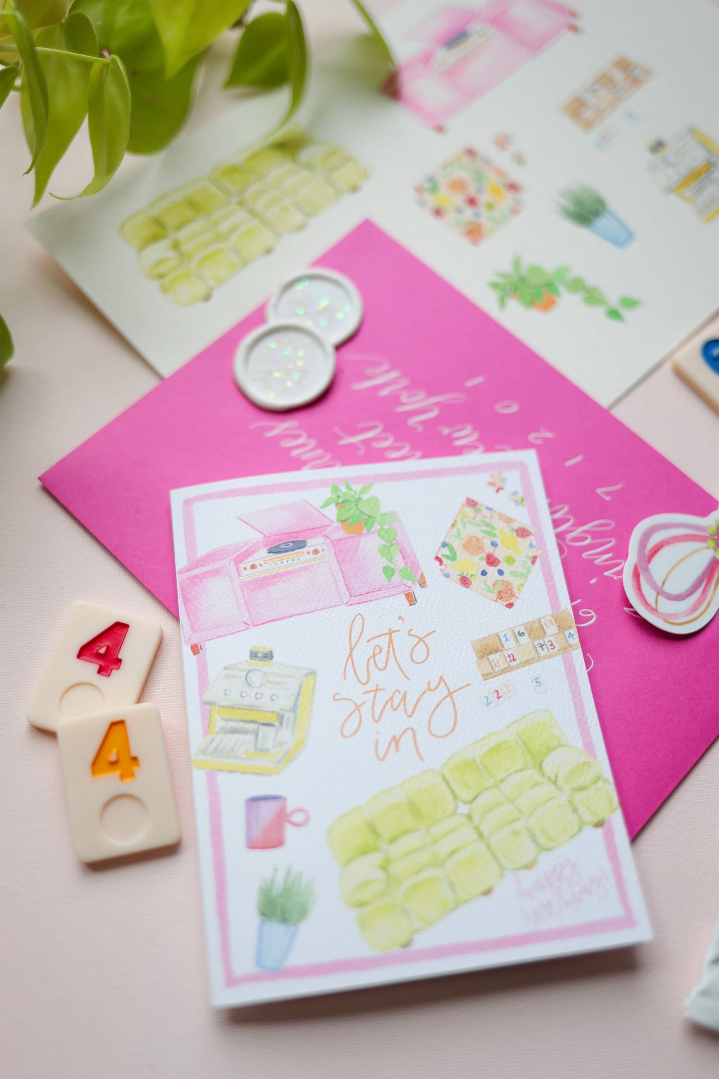 Let's stay in introvert birthday card, homebody, puzzles