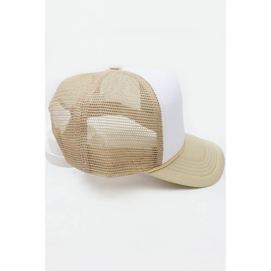 Classic Foam Solid Two Tone Trucker Hat: KHAKI / ONE
