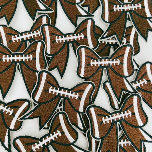 2" Football Bow - Embroidered Hat Patch: Embroidered Patch