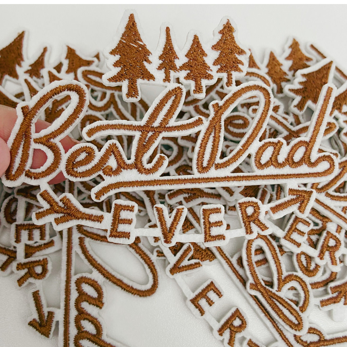 3" Best Dad Ever in Brown - Embroidered Hat Patch: Embroidered Patch