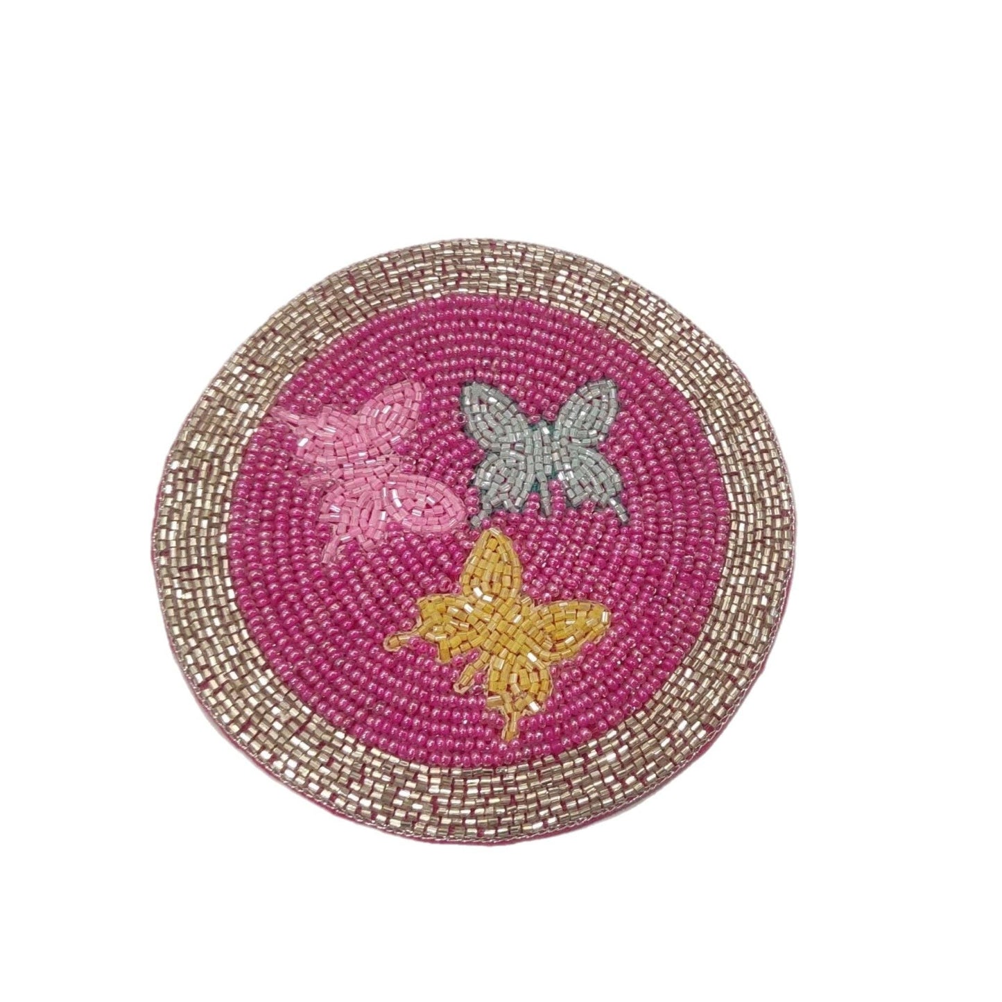 Trio Butterfly Beaded Coaster