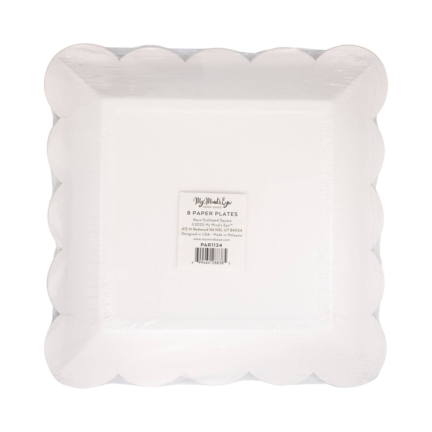 PAR1124 - Aqua Scalloped Square 9" Plate