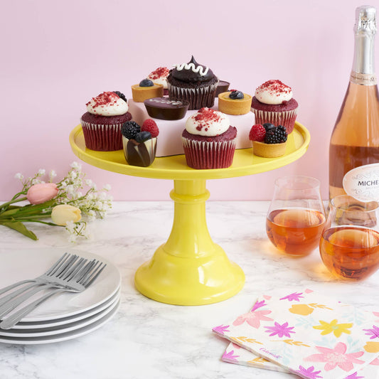 11.5" Collapsable Melamine Cake Stand - Yellow