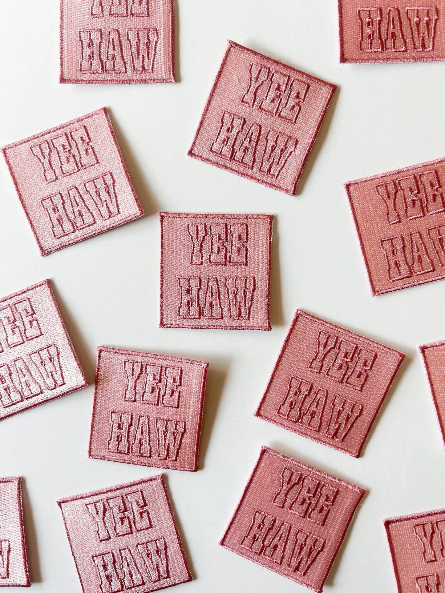 Yee Haw Pink Embroidered Iron On Patch