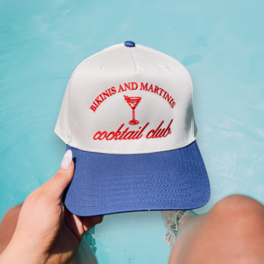 Bikinis and Martinis Classic Trucker Hat | White/Royal