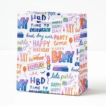 Happy Birthday Rainbow Script Gift Bag: Large