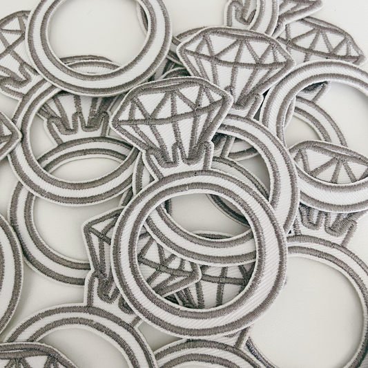 3" RING - Metallic Silver - Embroidered Hat Patch: QTY 1