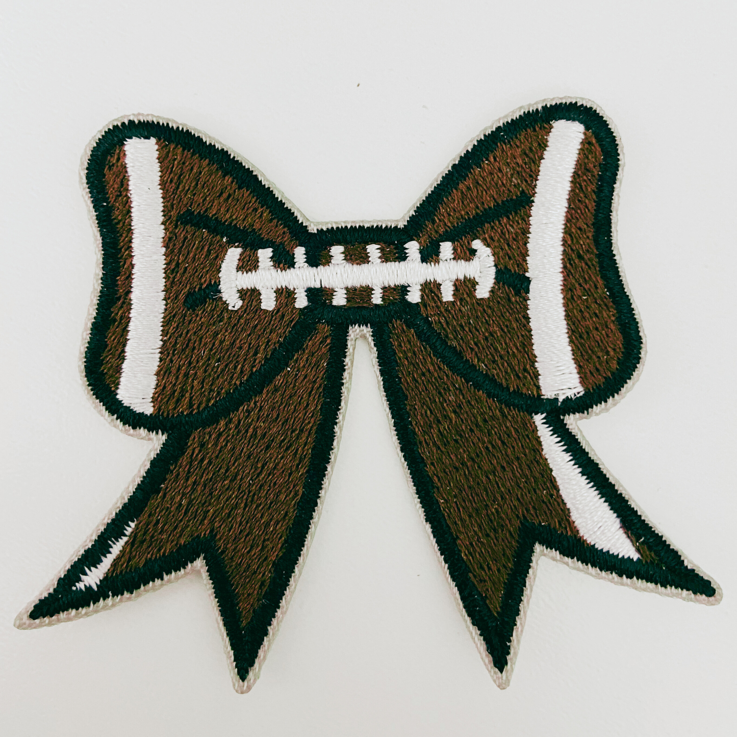 2" Football Bow - Embroidered Hat Patch: Embroidered Patch