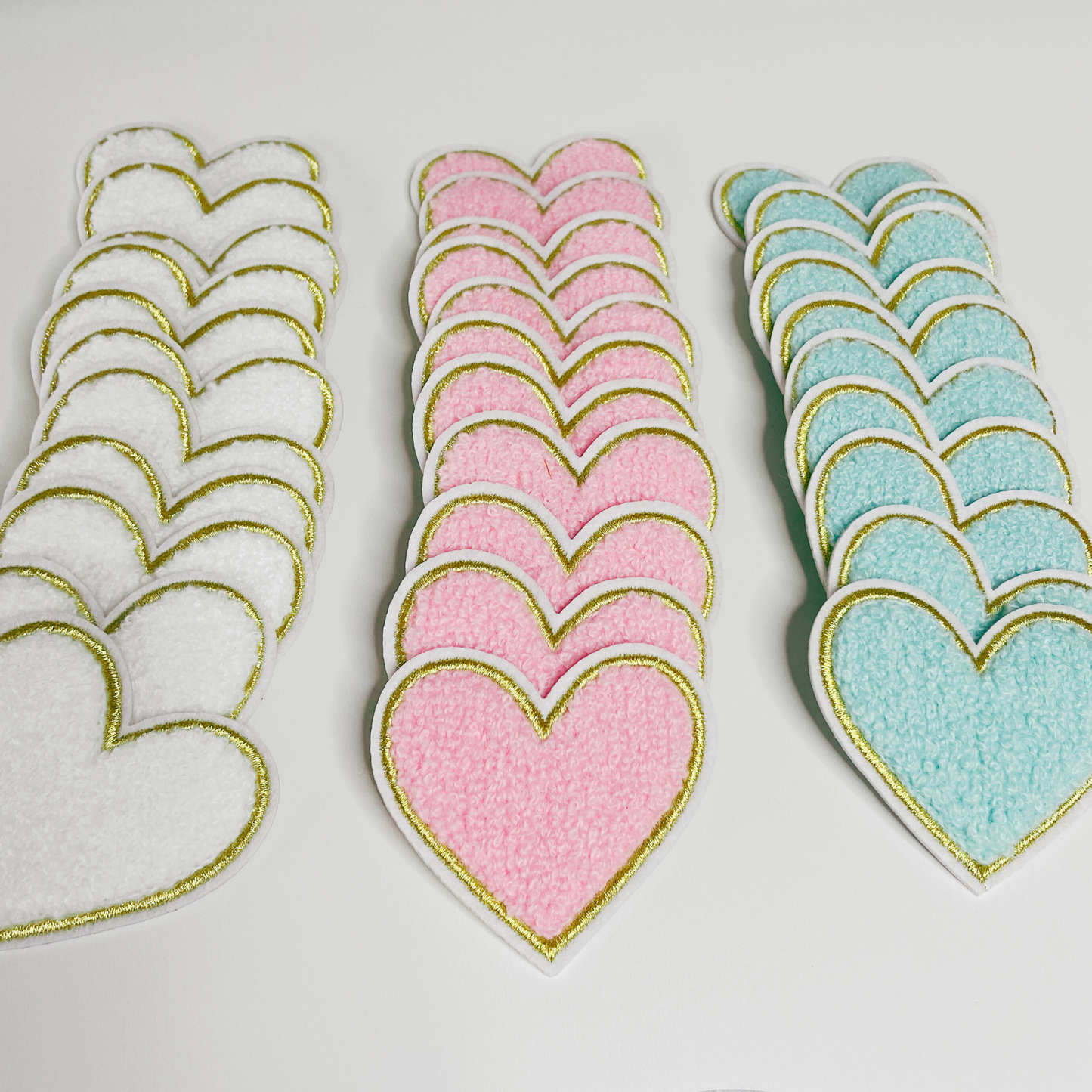 Small Chenille Heart Patch - 2.5" x 2" Pink, Teal or White hat patch: TEAL - 2" Chenille Patch